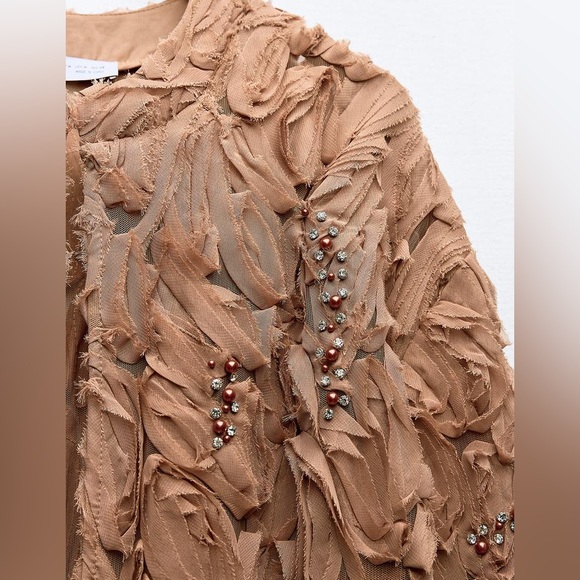 ZARA STRUCTURED PEARL BEADING COAT - Picture 8 of 11